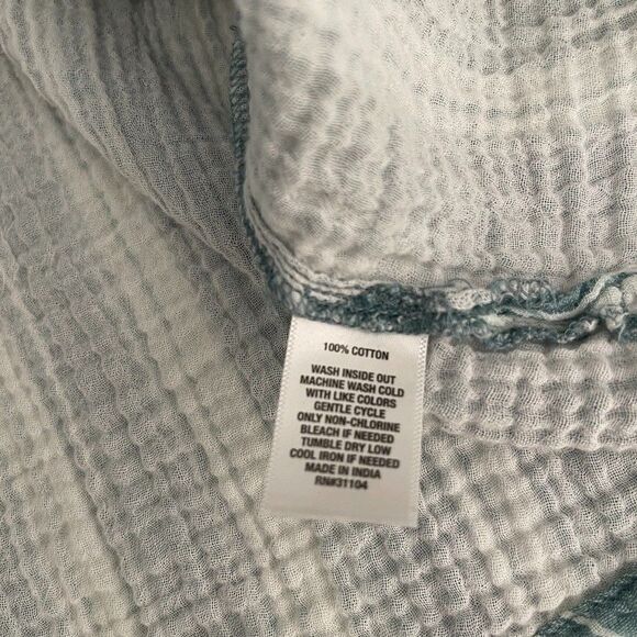 Wonderly Blouse Women's Large Gauze Striped V-Neck Short Sleeve Fringe Boho Top - Picture 8 of 9